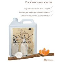 Парфюмированное жидкое мыло для рук с двумя стеклянными бутылками, Dolce Vita, 5 Л